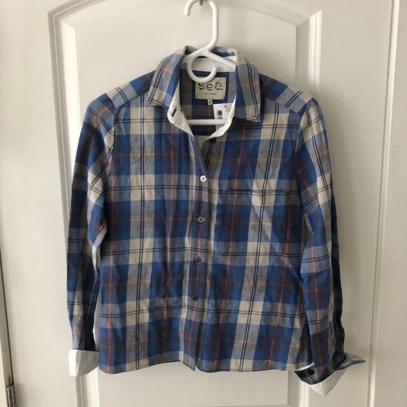 SEA NEW YORK Plaid Print Long Sleeve Button-Up Top size 0 NEW WITH TAGS $250 - Picture 1 of 12
